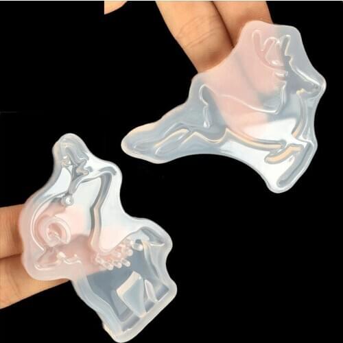 1Set DIY Deer Resin Mold Mirror Cute Deer Crystal Epoxy Mold Decoration Cartoon Resin Pendant Silicone Mold