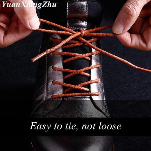 1Pair Round Waxed Coloured Shoelaces Elastic Leather Shoes Strings Boot Sport Shoe Laces Cord Casual Athletic Shoe String
