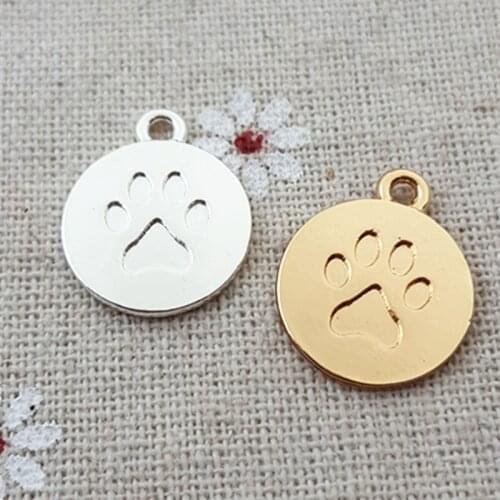 High Quality 10 Pieces/Lot 20*22mm silver plated and gold plated Dog paw prints Charms pendants charm jewelry making