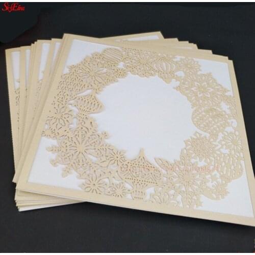 10Pcs Wedding Invitation Cards Birthday Invitation Romantic Wedding Favors Gifts Delicate Carved Pattern Wedding Party Card 8Z