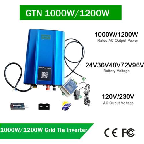 1000W 1200W Solar On Grid Converter DC24V 48V 72V to AC110V AC220V with WI-FI Limiter Sensor