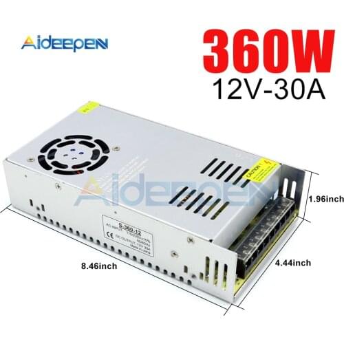 12V 30A 360W Switching Power Adapter 12V 30A 360 Watts Voltage Converter Regulated Switch Power Supply for LED