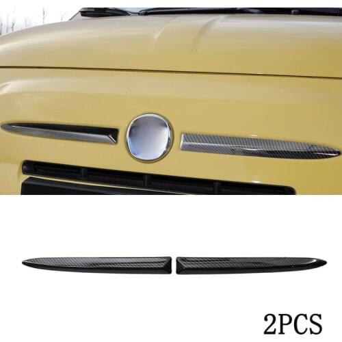 2PCS Carbon Fiber Style Car Front Bumper Upper Trim Moulding Styling Mouldings for FIAT 500 2007-2015 735455041 73545502