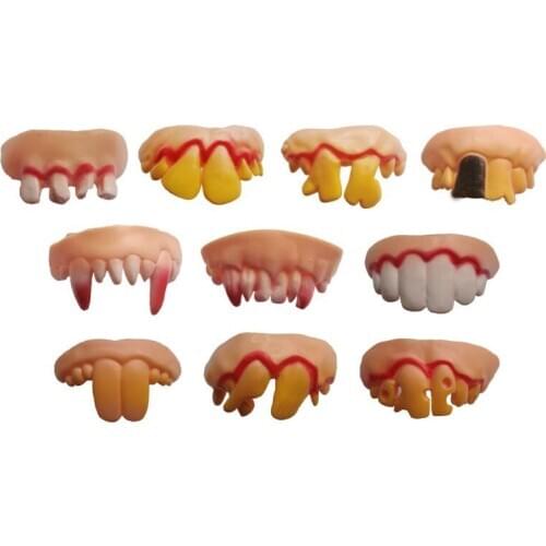 9 Style Jocularity Tricks Property Game Toy Gags & Practical Jokes Halloween Ugly Denture False Rotten Teeth Model Prank Scare