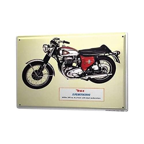 Amai store Motorcycle Garage BSA Lightning Decorative Wall Plate 8x12 Inch Tin Sign