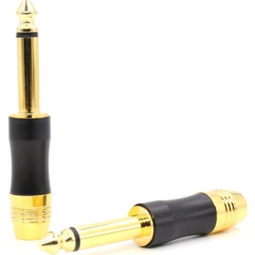 Free shipping 4 pcs 6.35 mono two pin core 6.35 amplifier microphone plug 6.35mm jack plug