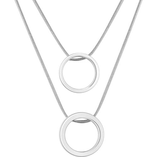 Free Shipping Wholesale silver necklace, 925 fashion silver plated jewelry Double Circle Necklace /NSDFDFA BFLAFAOV AN480