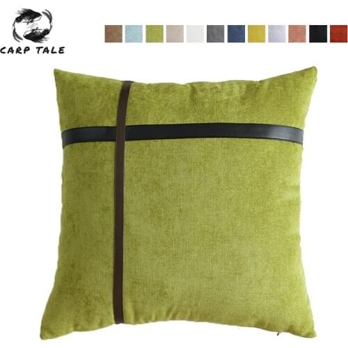 Nordic Cushion Cover 45x45cm Pillow Covers Decorative Leather Stitching Decorative Sofa Throw Pillow case 12 Colors Home Decor