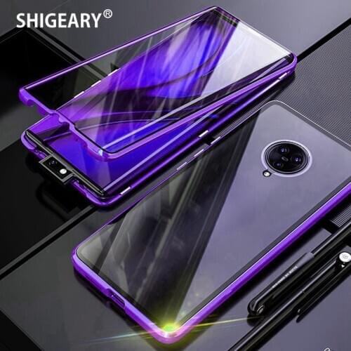 Poco X3 NFC X2 Case luxury tempered glass flip Cover for Xiaomi Pocophone F2 Pro X3 X2 Screen Protector Magnetic Metal Edges