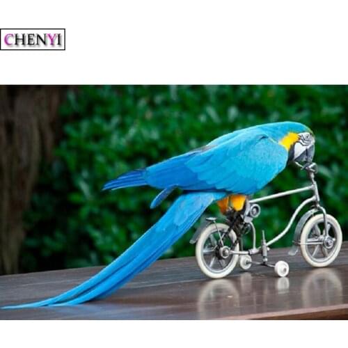 CHENYI 5D Diamond Painting Full Drill Square Bicycle Mosaic Diamond Embroidery Parrot Cross Stitch Rhinestones Home Decor Modern