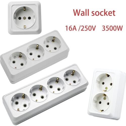 EU Wall Power Socket White Crystal Glass Panel Power Socket Plug Grounded, 16A EU Standard Electrical Outlet 86mm * 86mm