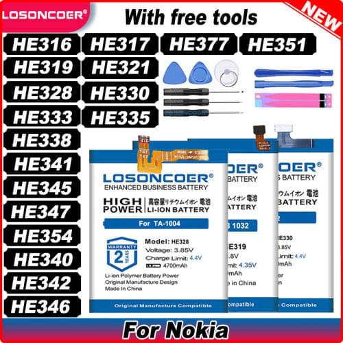 LOSONCOER 4400mAh HE328 Battery for Nokia 8 Nokia8 TA-1004 N8 H 328 Good Quality Mobile Phone Battery Replacement Batteries