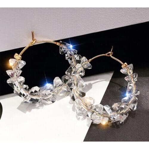 Korean Crystal Drop Earrings Women Delicate Circle Dangle Earring Ear Hoop Fashion Women Jewelry Gift