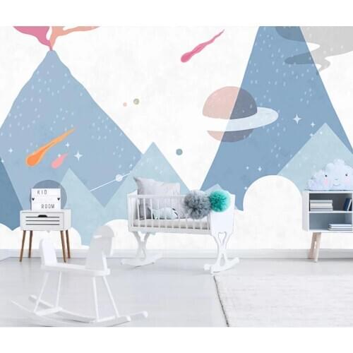 Carton Dinosaur Wallpaper Star Volcanic Mural 3d Kids Bedroom Wallcoverings for Walls Murals 3d Wall Paper HD Contact Paper