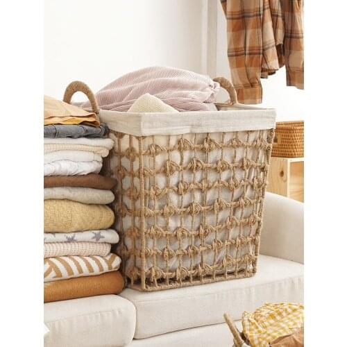 Dirty clothes basket household dirty clothes basket storage bucket ins bathroom rattan laundry basket light luxury