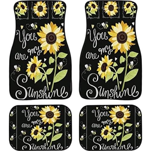 Aimaao Car Floor Mat Sunflower Design Front/Rear Carpets Universal Fit Most Car Van SUV For Suzuki Samurai Kia Ceed Fiat 500