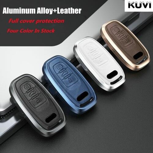Aluminum Alloy Leather Car Remote Smart Key Cover Case Shell For Audi A1 A3 A4 A5 A6 A7 A8 Quattro Q3 Q5 Q7 2009-2015 Syling