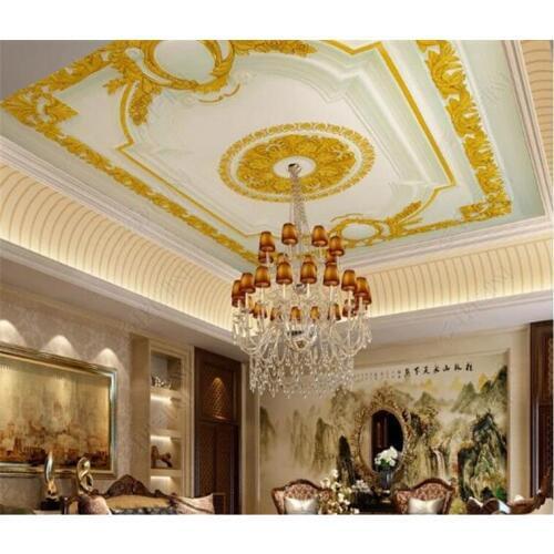 Marble Texture Flower 8D3D Ceiling Wallpaper Murals for Hall Living Room 3D Ceiling Mural Wall paper 3D Photo Papel Mural
