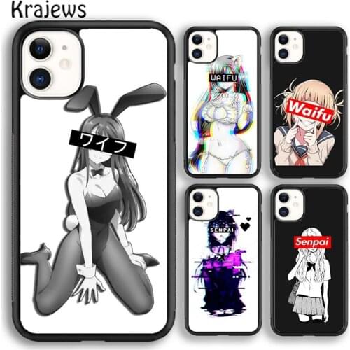 Krajews Anime Manga Senpai Waifu Girl Soft Phone Case Cover For iPhone 5 SE 6s 7 8 plus X XR XS 11 12 pro max Samsung S8 S9 S10
