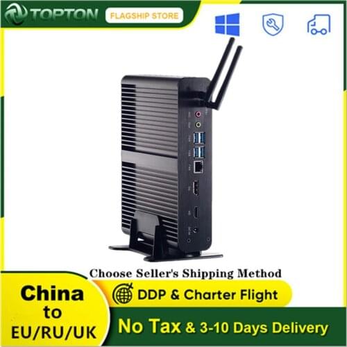 Topton 10th GEN New Fanless Mini Intel i7 10710U 10510U Desktop PC Windows 10 2*DDR4 M.2 NVMe+2.5'SATA 4K HTPC Nettop HDMI DP