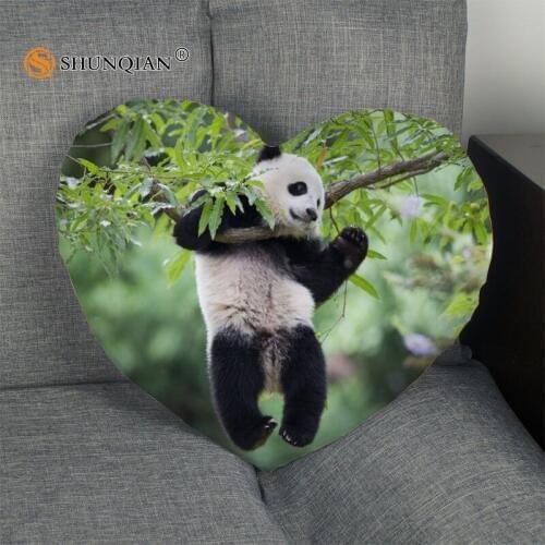 Panda Heart Shape Pillow Cover Custom zipper Pillowcase Just Cover No Core Size 41x36cm,47x42cm