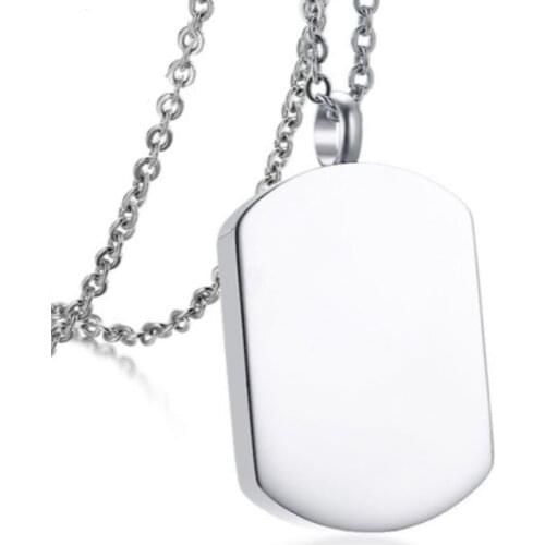 New Arrival Stainless Steel Empty Keepsake Cremation Urn Pendant Square Perfume Necklace Jewelry 50cm
