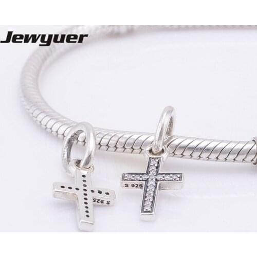 Summer style Fine jewelry crosses floating charms 925 sterling silver fit beads bracelet DIY pendants for jewelry making DA102