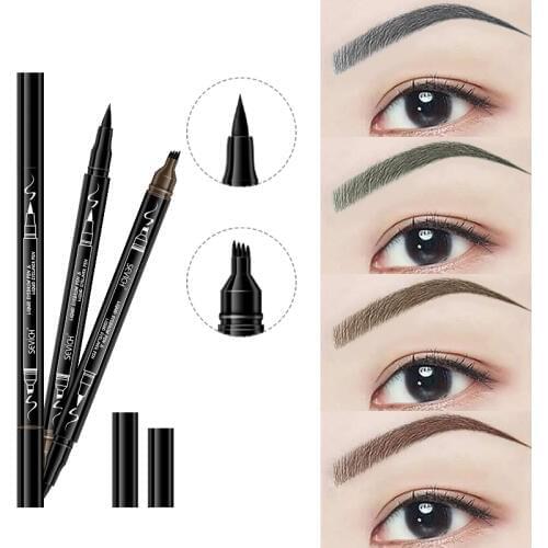 Sevich 4 Colors Double Ends Eyebrow Pen 4 Head Fine Sketch Liquid Eyebrow Pencil Waterproof Tattoo Eye Brow Pen