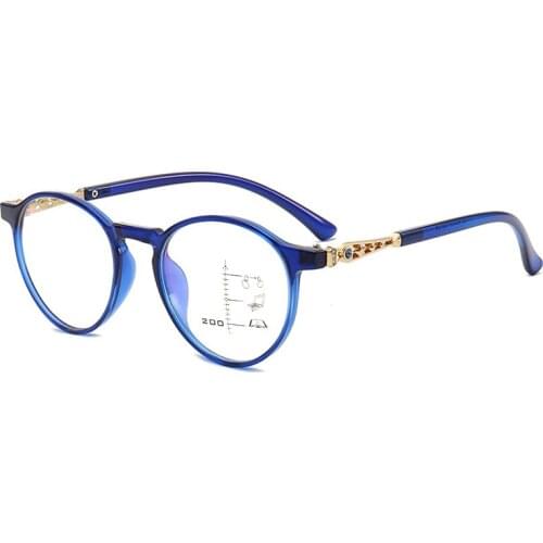 Progressive Multifocal Anti Blue Light Reading Glasses for Women TR90 Fashion Frame Presbyopic Spectacles Look Near Far Eyewear