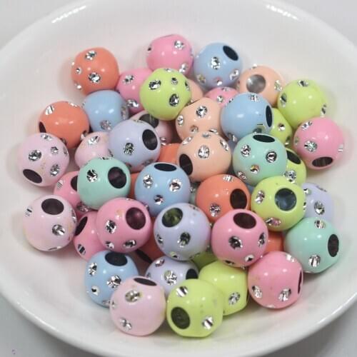 Craft Acrylic Sparkling Silver Dot Round Pony Beads 6mm-12mm Kids Kandi Bracelet