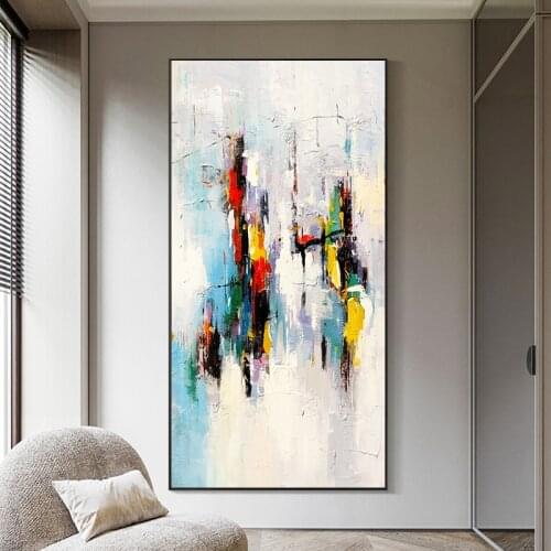 Hand-painted oil painting landscape decorative painting modern minimalist background wall large light luxury hanging painting