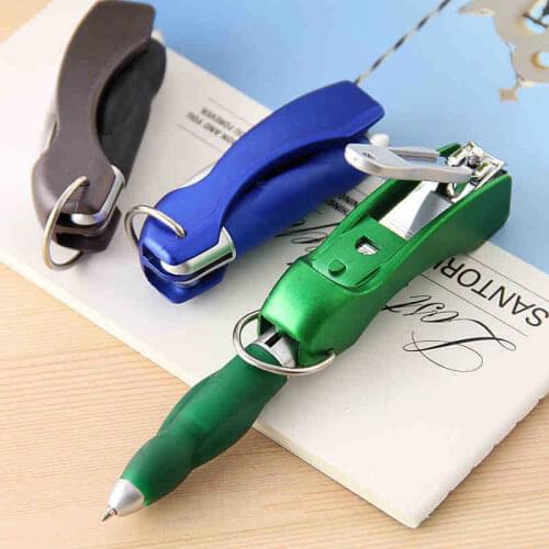 Stationery nail clipper ballpoint mini folding pen office culture and education tools Keychain pen multi function ballpoint pen