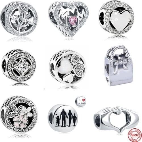 925 Sterling Silver family clover star mom diy bead fit Pandora charms silver 925 original bracelet trinket DIY women jewelry