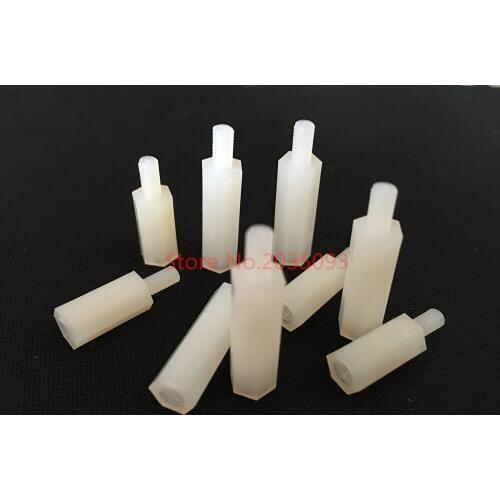 10pcs Male To Female Thread M3*5/6/7/8/9/10/11/12/13/14-30mm+6mm White Plastic Nylon Hexagon Hex Standoff Spacer Pillars/column