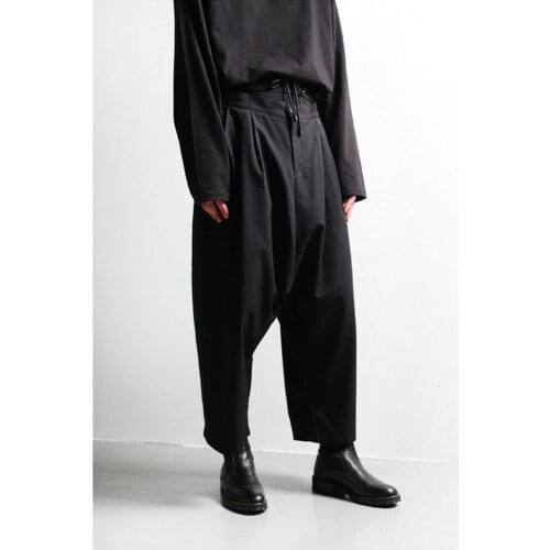 Yamamoto Yaosi Japanese Diablo style nine point casual pants mens Harem Pants baggy pants Leggings loose and thin