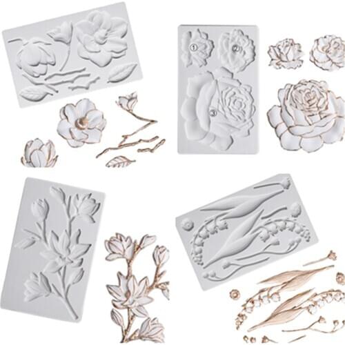 Camellia Peony Rose Magnolia Cherry Blossom Silicone Mold Fondant Cake Decorating Tool Sugarcraft Chocolate Baking Tool For Cake