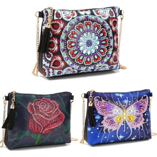 DIY 5D Diamond Painting Crossbody Bag Wallet Special Shaped Drill Cross Stitch Handbag Purse Embroidery for Girl Women Craft