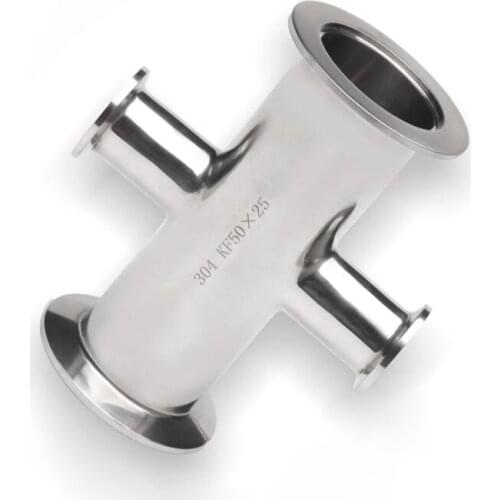 SUS304 Vacuum Clamp Reducer Four Way Cross Clamp KF KF25x16 KF40x16 KF50x16 Pipe Fitting