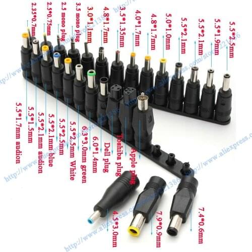 Universal 28pcs 5.5x2.1mm Multi-type Male Jack for DC Plugs for AC Power Adapter Computer Cables Connectors notebook connector