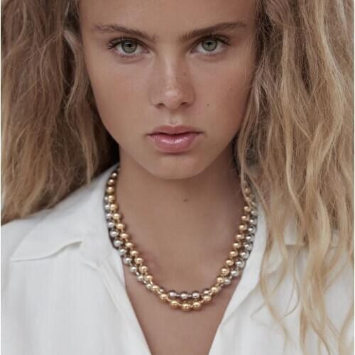 2020 New ZA Metal Beaded Chokers Necklaces Women Fashion Simple Hip Hop Punk Statement Retro Choker Necklace Jewelry Femme