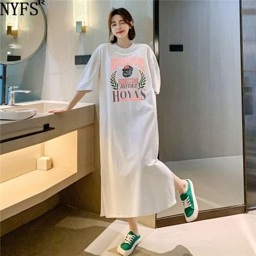 NYFS Summer Dress 2021 Korean New Loose English letter Woman Dress Vestidos Robe Elbise Fashion Short Sleeve Dresses