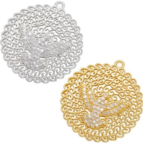 ZHUKOU Gold Silver color Peace Dove Necklace Pendant DIY Handmade crystal Necklace Pendant Accessories Supplies Wholesale VD951
