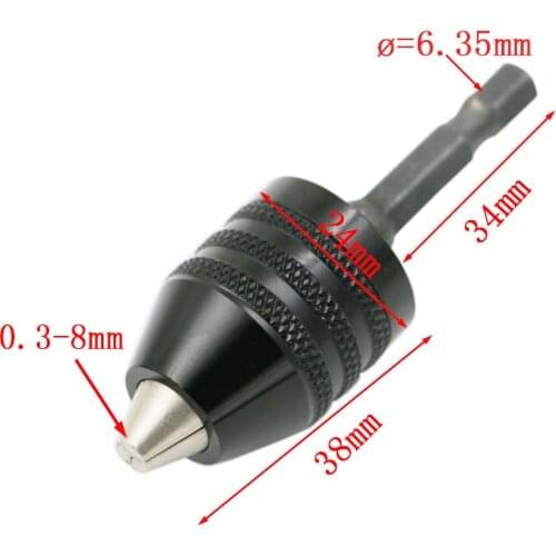 0.3-8mm Drill Chuck Bit Hex Shank Keyless Adapter Impact Converter Clamping Range Drill Hole Driver Tool Accessories