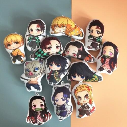 1pc 10cm Japan Anime Demon Slayer Plush Doll Keychain Kimetsu No Yaiba Kamado Tanjirou Tomioka Giyuu Bag Pendant Keyring Dolls