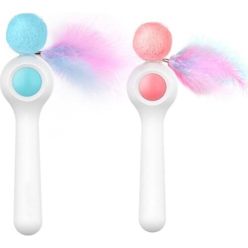 1Pc Cat Feather Toy Feather Teaser Stick Wand Pet Retractable Colorful Interactive Feather Catcher Product for Kitten