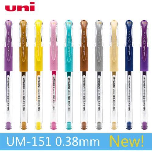 Japan UNI UM-151 Color Gel Pen 10pcs/lot Waterproof Double Beads Multicolor Color Student Signature Pen 0.38