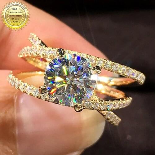 10K Au417 Gold Ring DVVS Moissanite Diamonds 1 2 3 4 5 Carat Round 3 Circles Intersect Wedding Party Engagement Anniversary Ring
