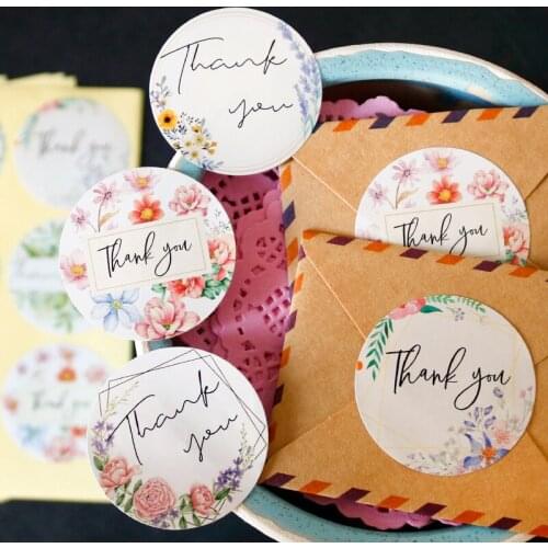 1200pcs Gift Sealing Stickers Dot Twill Flower Design Thank You Lables DIY Handmade Gift Box Decoration Label Stationery Sticker