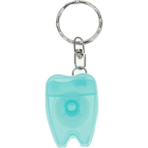 2Pcs 15 Meters Dental Floss Keychain Mini Health Hygiene Key Ring Portable Random Color New