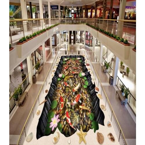 3d floor painting wallpaper Carp pond outdoor street painting 3d wallpaper waterproof 3d wallpaper pvc 3d flooring